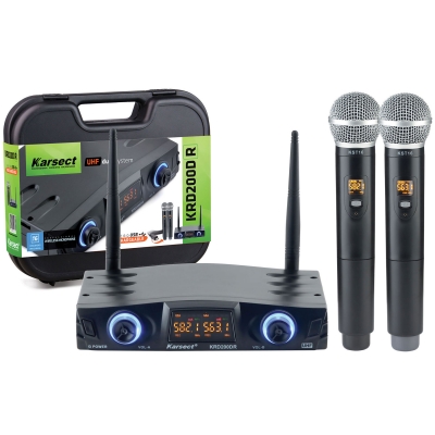 Microfone Sem Fio Karsect KRD 200 Dr Duplo de Mão