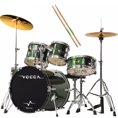 Bateria Vogga VPD920 GR Verde Completa Com Banco e Baquetas